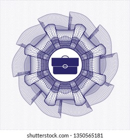 Blue passport rosette with briefcase icon inside