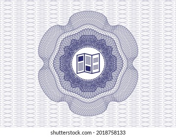 Blaue Passrosette. mit einem Broschürensymbol drinnen