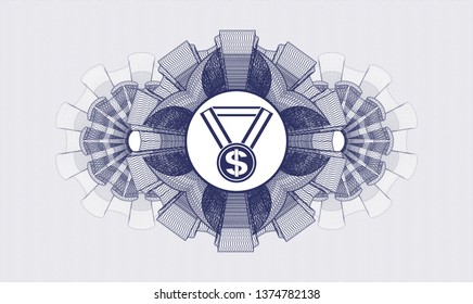 Blue passport rosette with business award icon inside