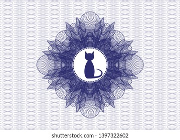 Blue passport rosette with cat icon inside