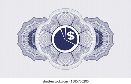 Blue passport rosette with chart icon inside