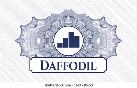 Blue passport rosette with chart icon and Daffodil text inside