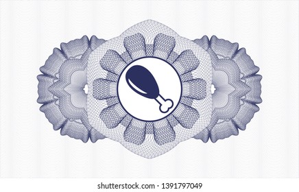 Blue passport rosette with chicken leg icon inside
