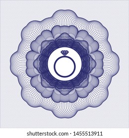 Blue passport rosette with diamond ring icon inside