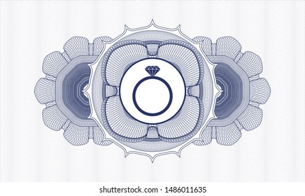 Blue passport rosette with diamond ring icon inside