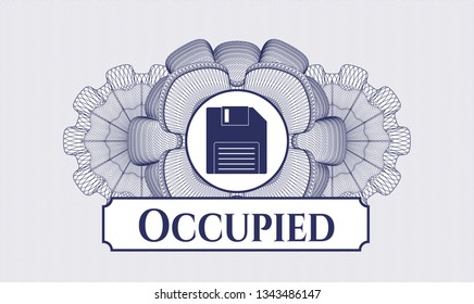 Blue passport rosette with diskette icon and Occupied text inside
