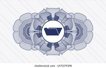 Blue passport rosette with folder icon inside