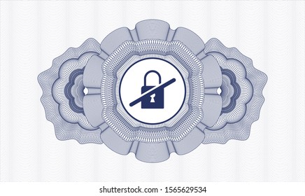Blue passport rosette with inaccessible icon inside