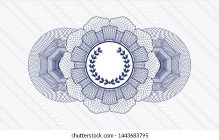 Blue passport rosette with leaf crown icon inside