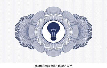 Blue passport rosette with light bulb icon inside