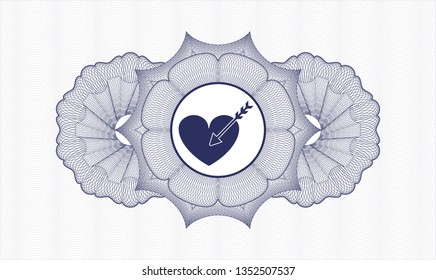 Blue passport rosette with love icon inside
