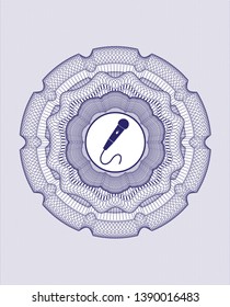 Blue passport rosette with microphone icon inside