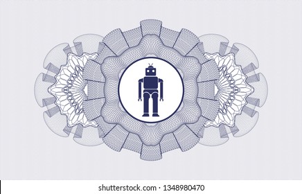 Blue passport rosette with robot icon inside