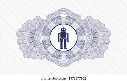 Blue passport rosette with robot icon inside