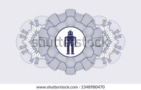Blue passport rosette with robot icon inside