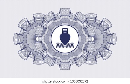 Blue passport rosette with ship icon inside