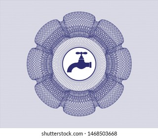 Blue passport rosette with tap icon inside