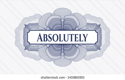 Blue passport rosette with text Absolutely inside