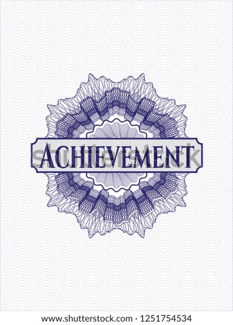 Blue passport rosette with text Achievement inside