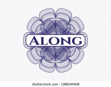Blue passport rosette with text Along inside
