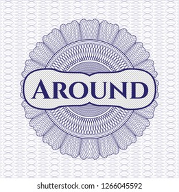 Blue passport rosette with text Around inside