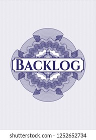 Blue passport rosette with text Backlog inside