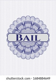 Blue passport rosette with text Bail inside