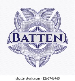 Blue passport rosette with text Batten inside