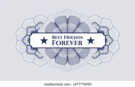 Blue passport rosette with text Best Friends Forever inside