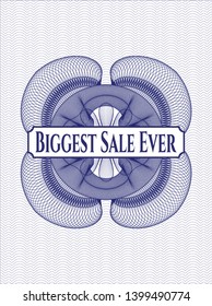 Blue passport rosette with text Biggest Sale Ever inside