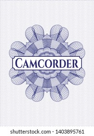 Blue passport rosette with text Camcorder inside