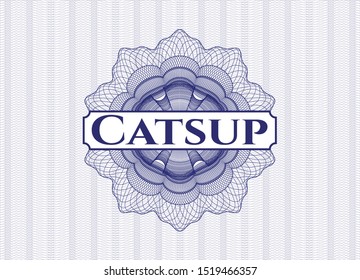 Blue passport rosette with text Catsup inside