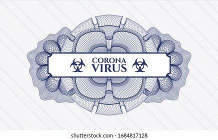 Rosette de pasaportes azules con texto Coronavirus dentro