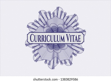 Blue passport rosette with text Curriculum Vitae inside