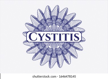 Blue passport rosette with text Cystitis inside