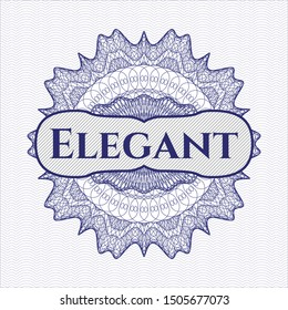 Blue passport rosette with text Elegant inside