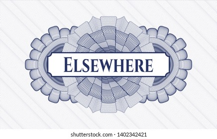 Blue passport rosette with text Elsewhere inside