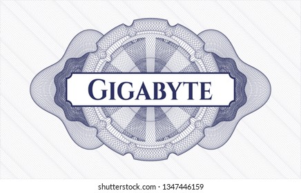 Blue Passport Rosette With Text Gigabyte Inside