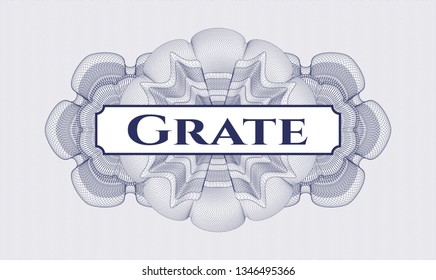 Blue passport rosette with text Grate inside