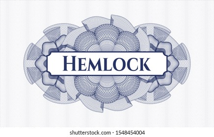 Blue passport rosette with text Hemlock inside