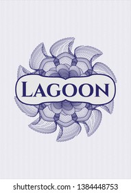 Blue passport rosette with text Lagoon inside
