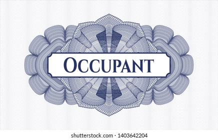 Blue passport rosette with text Occupant inside
