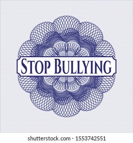 Blue passport rosette with text Stop Bullying inside