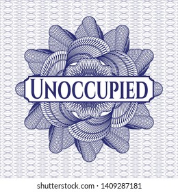 Blue passport rosette with text Unoccupied inside
