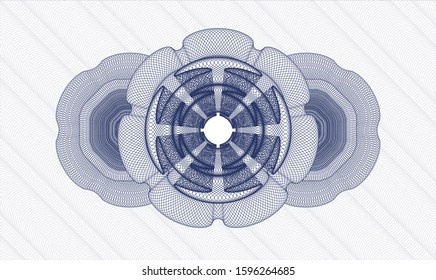 Blue passport rosette. Vector Illustration. Detailed.