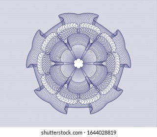 Blue passport rosette. Vector Illustration. Detailed.