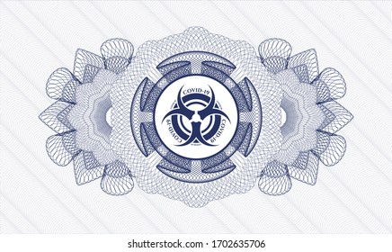 Rosette de pasaportes azules. Ilustración vectorial. Detallado con el icono de biohazard covid-19