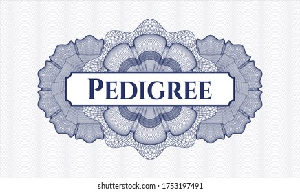 Blaue Passrosette. Vektorgrafik. Detaillierte Angaben mit Text Pedigree innen