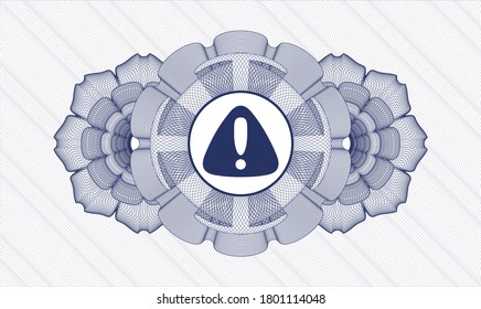 Rosette de pasaportes azules. Ilustración vectorial. Detallado con el icono de advertencia