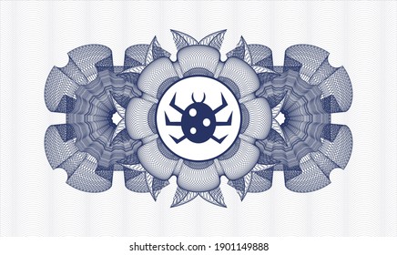 Blue passport rosette. Vector Illustration. Detailed with bug icon inside